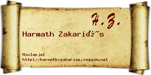 Harmath Zakariás névjegykártya